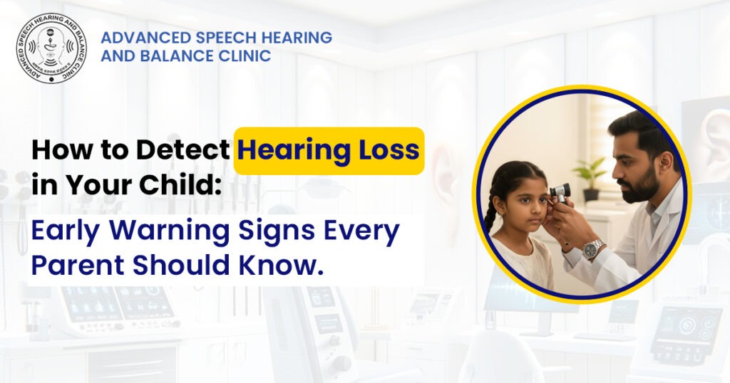Audiologist examining a child’s ear to detect early signs of hearing loss at an advanced hearing clinic