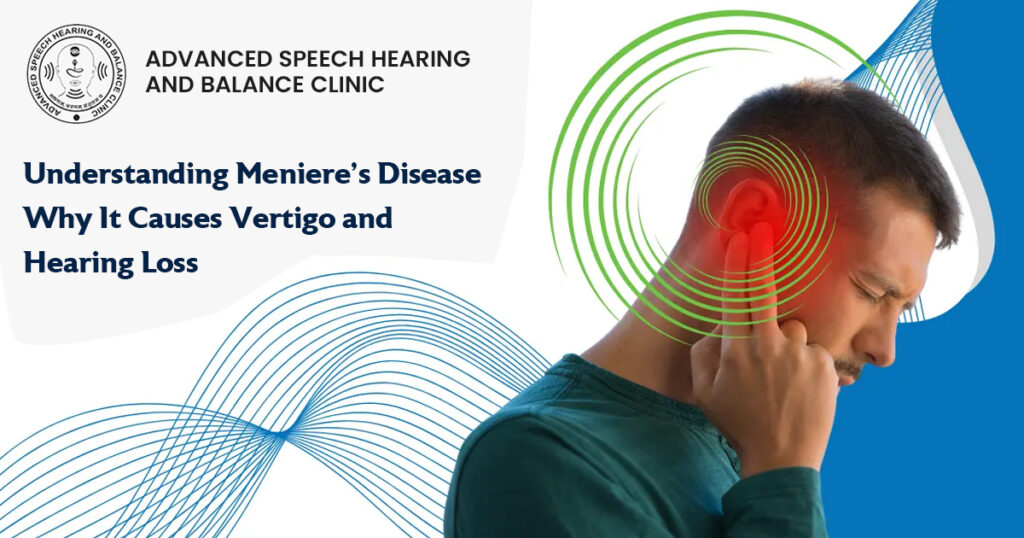 Man experiencing ear pain and ringing due to Meniere’s disease causing vertigo and hearing loss