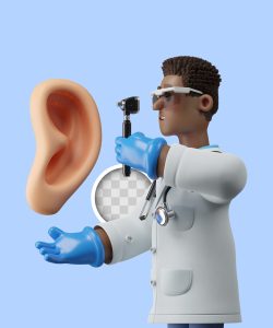 3d illustration otolaryngologist checking ear